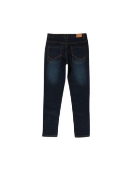 Dark Blue Boys Plus Size Sturdy Fit Adjustable Waist Contrast Stitch Jeans <br/> 22" – 42" Waist