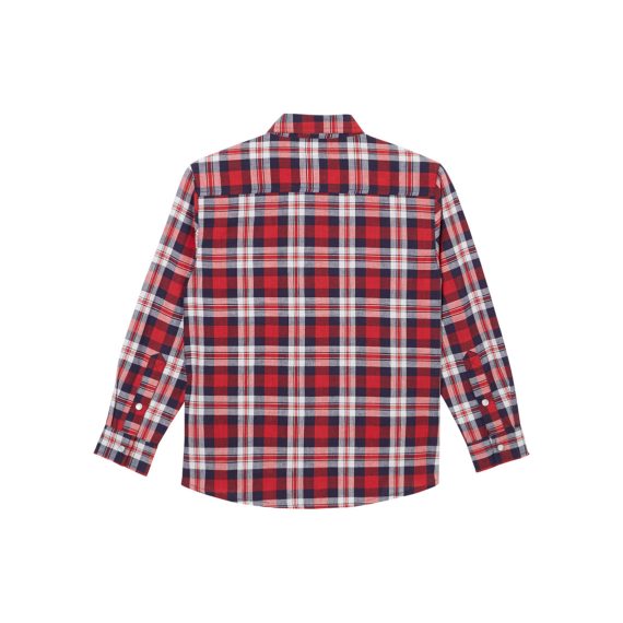 Red Boys Plus Size Sturdy Fit Authentic Checked Long Sleeve Shirt  <br/> 28" - 42" Chest - Image 2