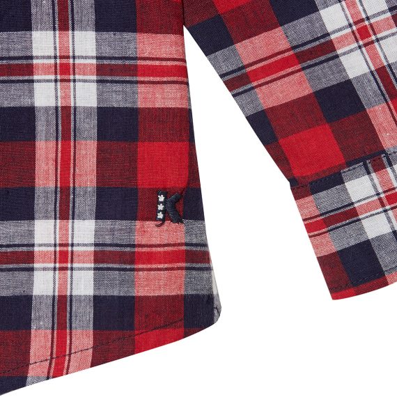 Red Boys Plus Size Sturdy Fit Authentic Checked Long Sleeve Shirt  <br/> 28" - 42" Chest - Image 4