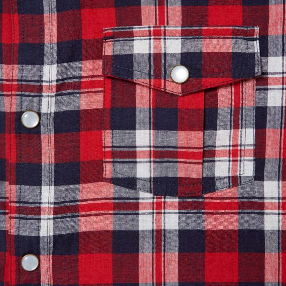 Red Boys Plus Size Sturdy Fit Authentic Checked Long Sleeve Shirt  <br/> 28" - 42" Chest - Image 3
