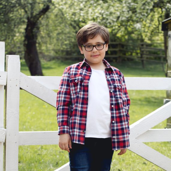 Red Boys Plus Size Sturdy Fit Authentic Checked Long Sleeve Shirt  <br/> 28" - 42" Chest - Image 5