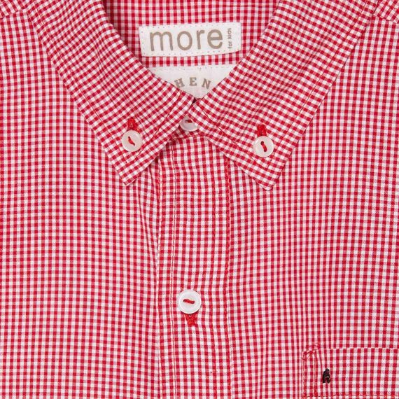 Red Mix Boys Plus Sturdy Fit Micro-Checked Short Sleeve Shirt <br/> 32" – 46" Chest - Image 3