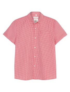 Boys shirt short sleeve red check front