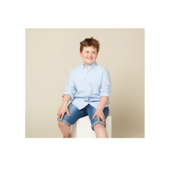 Light Blue Boys Plus Size Sturdy Fit Twill Weave Long Sleeve Shirt <br/> 32" – 46" Chest - Image 4