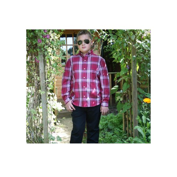 Red Mix Boys Plus Size Sturdy Fit Checked Long Sleeve Shirt <br/> 32" – 46" Chest - Image 4