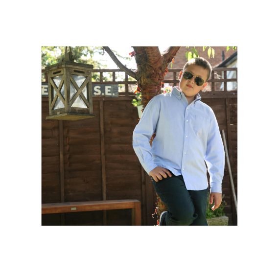 Light Blue Boys Plus Size Sturdy Fit Twill Weave Long Sleeve Shirt <br/> 32" – 46" Chest - Image 5