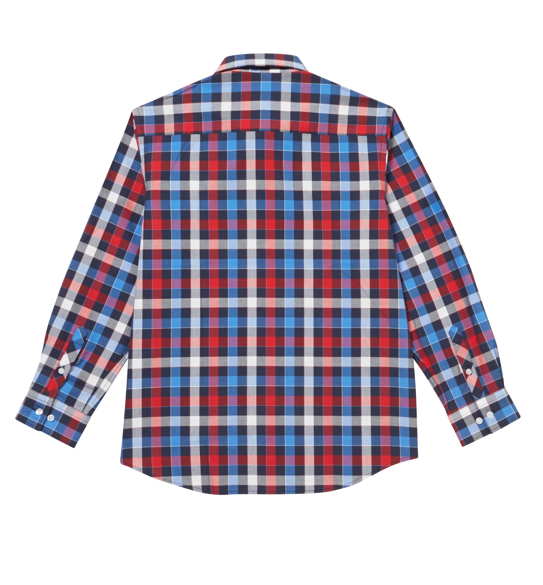Red Cobalt Mix Boys Plus Size Sturdy Fit Luxury Checked Long Sleeve ...