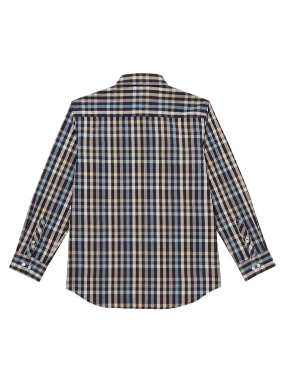 Blue Neutral Mix Boys Plus Size Sturdy Fit Luxury Checked Long Sleeve Shirt <br/> 36" – 46" Chest - Image 3