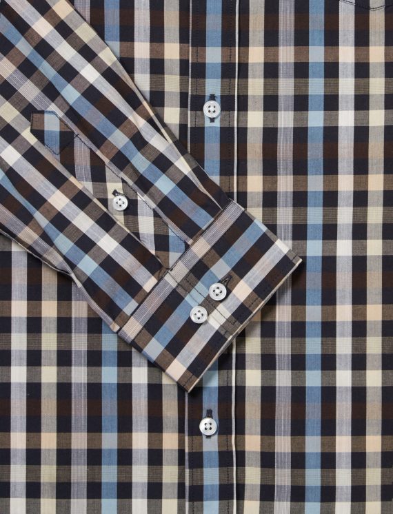 Blue Neutral Mix Boys Plus Size Sturdy Fit Luxury Checked Long Sleeve Shirt <br/> 36" – 46" Chest - Image 4