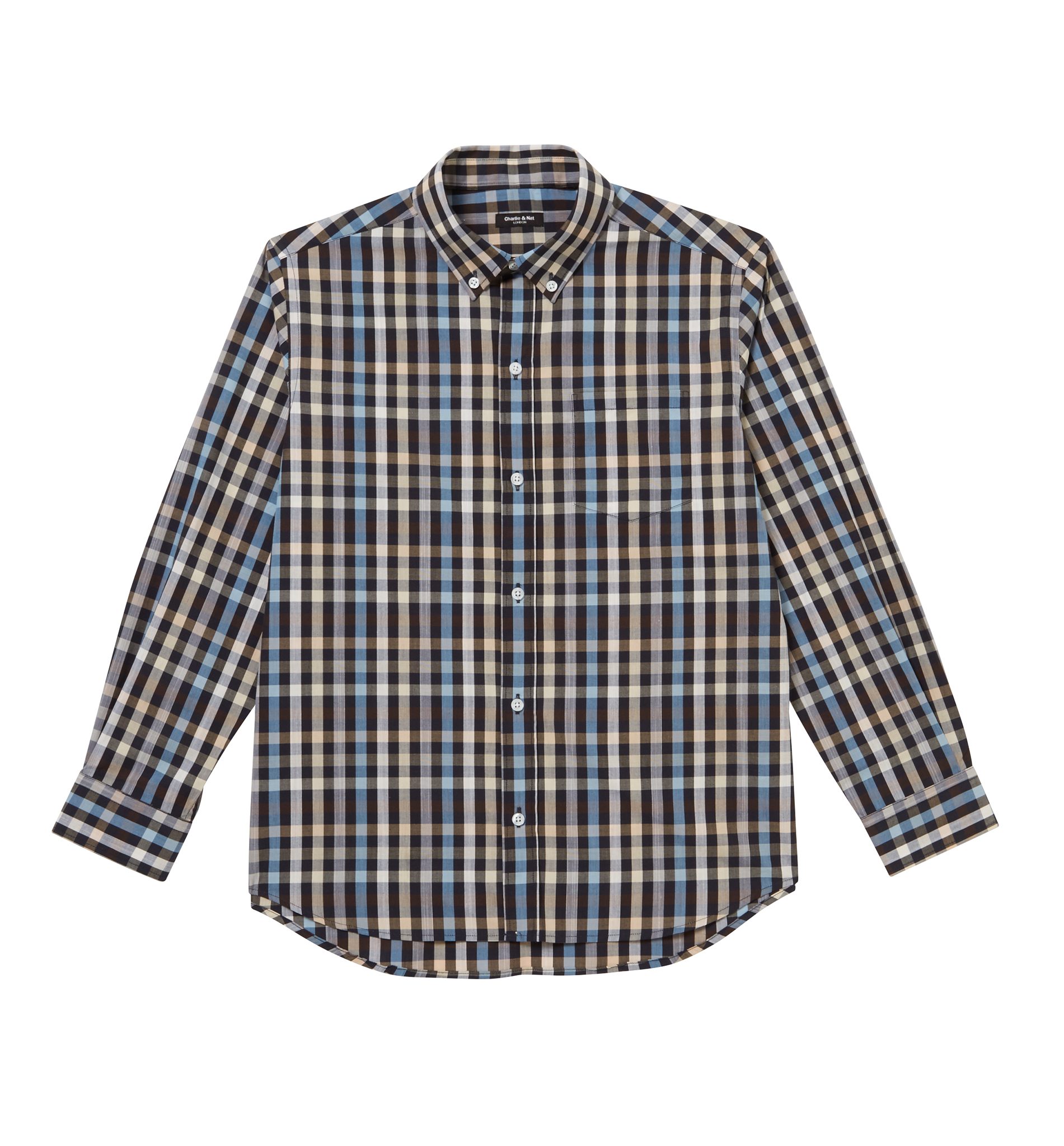 Blue Neutral Mix Boys Plus Size Sturdy Fit Luxury Checked Long Sleeve ...