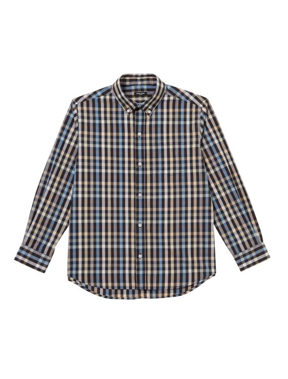 Blue Neutral Mix Boys Plus Size Sturdy Fit Luxury Checked Long Sleeve Shirt <br/> 36" – 46" Chest - Image 2