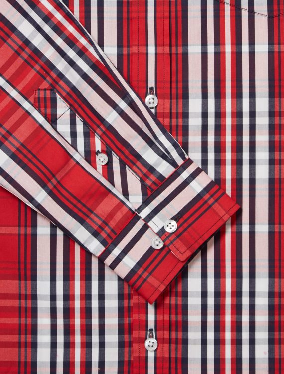 Red Black Mix Boys Plus Size Sturdy Fit Luxury Checked Long Sleeve Shirt <br/> 32" – 46" Chest - Image 4