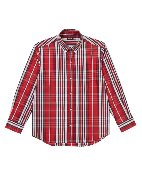 Red Black Mix Boys Plus Size Sturdy Fit Luxury Checked Long Sleeve Shirt <br/> 32" – 46" Chest - Image 2