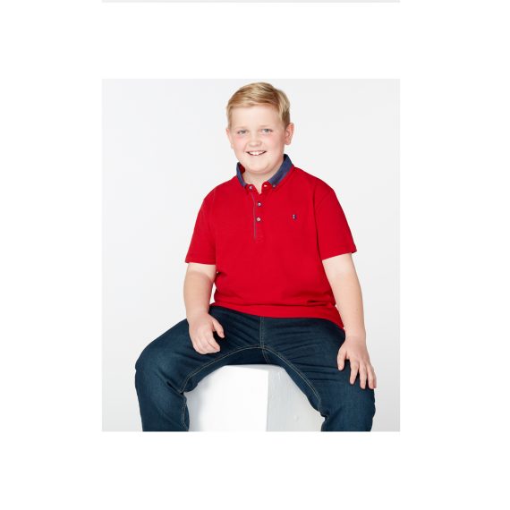Red Boys Plus Size Sturdy Fit Polo Shirt <br/> 36" – 46" Chest - Image 6