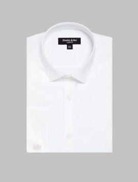 White Boys Plus Size Sturdy Fit Luxury Double Cuff Long Sleeve Shirt <br/> 36" – 44" Chest