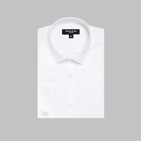 White Boys Plus Size Sturdy Fit Luxury Double Cuff Long Sleeve Shirt <br/> 36" – 44" Chest