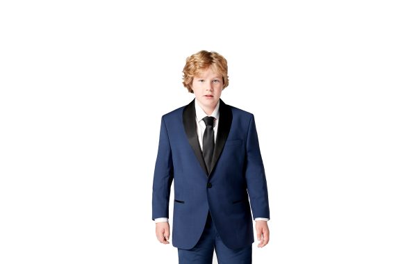 China Blue Boys Plus Size Sturdy Fit Wool Blend Super Luxury Tuxedo <br> 36" – 44" Chest - Image 5