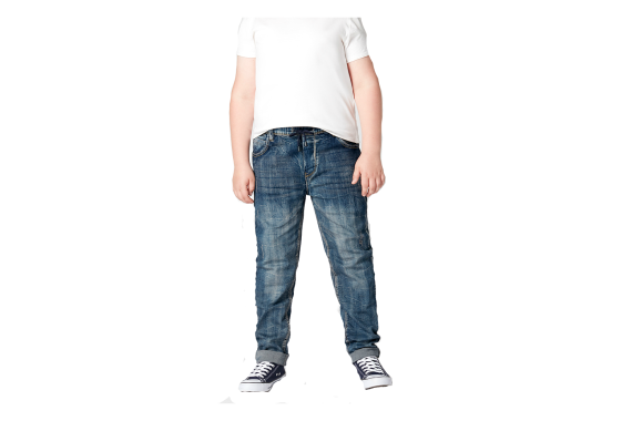 Mid Blue Boys Plus Size Sturdy Fit Pull-On Drawstring Waist Jeans <br> 30" – 42" Waist - Image 2