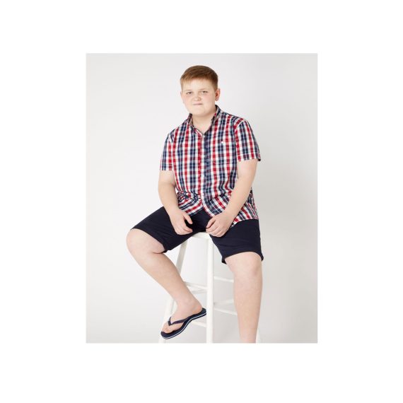 Red Mix Boys Plus Size Sturdy Fit Checked Short Sleeved Shirt  <br/> 36" – 46" Chest - Image 2