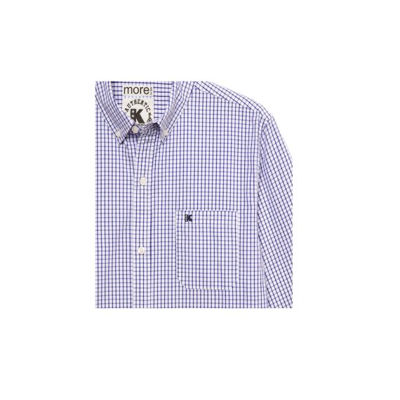 Blue White Mix Boys Plus Size Sturdy Fit Checked Long Sleeve Shirt <br/> 36" – 46" Chest - Image 2