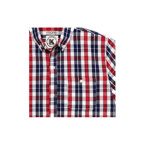 Red Mix Boys Plus Size Sturdy Fit Checked Short Sleeved Shirt  <br/> 36" – 46" Chest - Image 3
