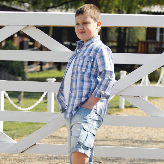 Light Blue Boys Plus Size Sturdy Fit Adjustable Waist Cargo Shorts <br/>32" - 40" Waist - Image 5