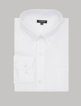 White Boys Plus Size Sturdy Fit Oxford Luxury Long Sleeve Shirt <br/> 32" – 46" Chest