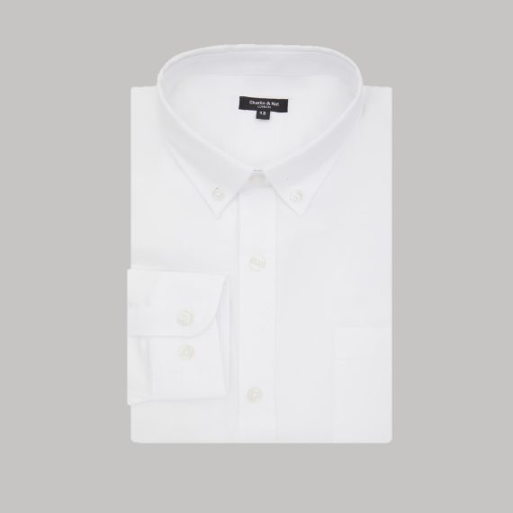 White Boys Plus Size Sturdy Fit Oxford Luxury Long Sleeve Shirt <br/> 32" – 46" Chest