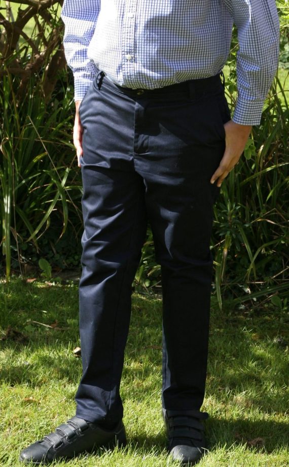 Navy Blue Boys Plus Size Sturdy Fit Adjustable Waist Chino Trousers <br/> 30" – 42" Waist - Image 3