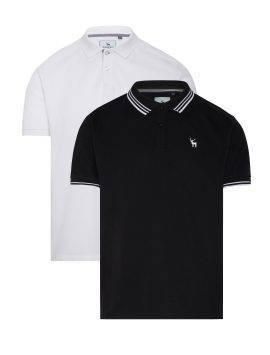 Black & White Boys Plus Size Sturdy Fit Essential Cotton Twin Pack Polo Shirts