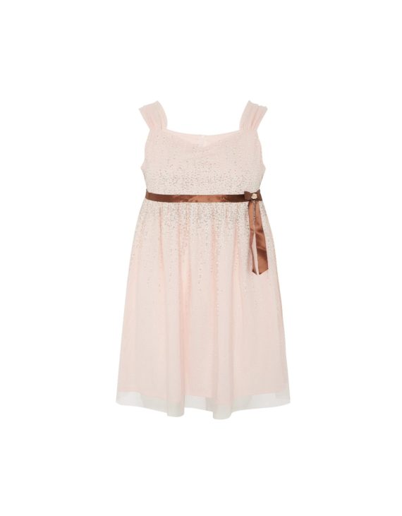 Light Pink Girls Plus Size Generous Fit Sparkle Party Dress <br/> 30″ – 37″ Waist