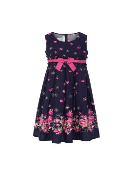 Navy/Pink Mix Girls Plus Size Generous Fit Printed Dress <br/> 30″ – 37″ Waist