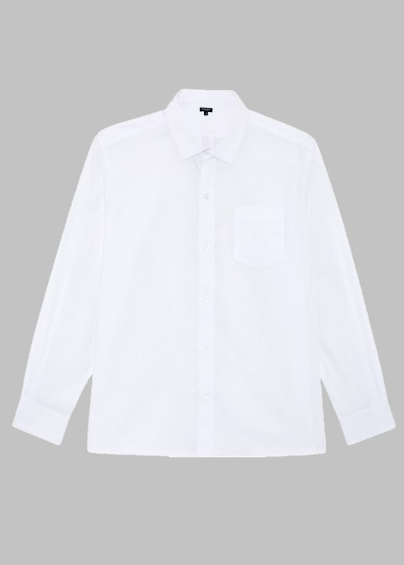 White Boys Plus Size Sturdy Fit Cotton With Stretch Long Sleeve Shirt <br/> 36" – 44" Chest