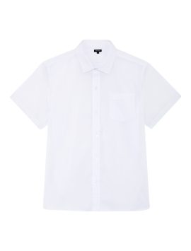 White Boys Plus Size Sturdy Fit Cotton With Stretch Short Sleeve Shirt <br/> 36" – 44" Chest