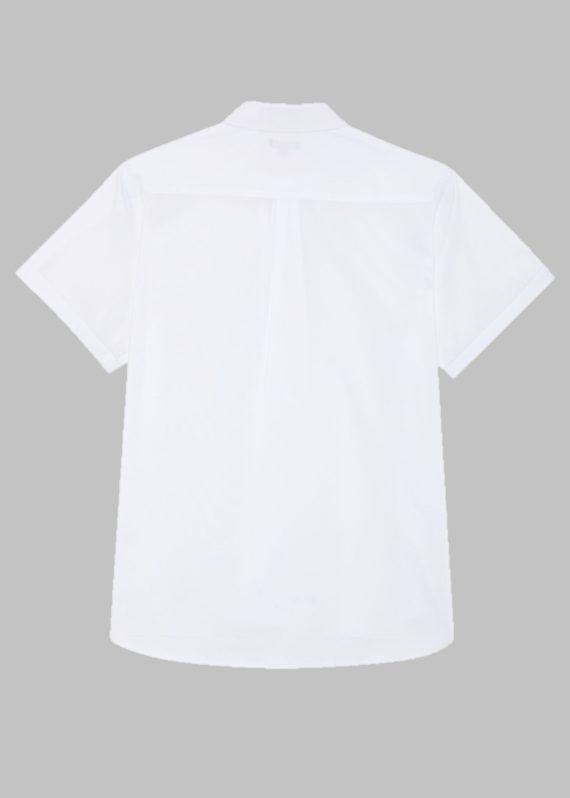 White Boys Plus Size Sturdy Fit Cotton With Stretch Short Sleeve Shirt <br/> 36" – 44" Chest - Image 2