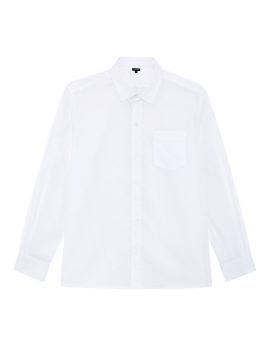 White Boys Plus Size Sturdy Fit Cotton With Stretch Long Sleeve Shirt <br/> 36" – 44" Chest