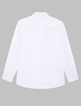 White Boys Plus Size Sturdy Fit Cotton With Stretch Long Sleeve Shirt <br/> 36" – 44" Chest
