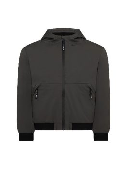 Slate Grey Boys Plus Size Sturdy Fit Luxury Warm Lined Hooded Techno Jacket <br/> 32” – 44 “Chest