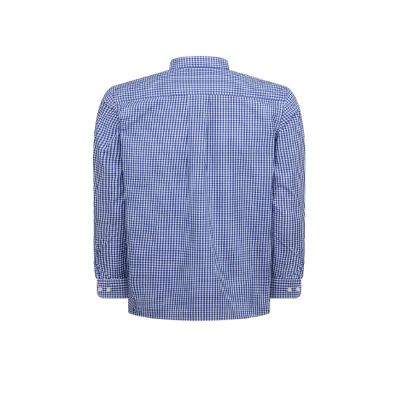 Boys Blue And White Checked 100% Cotton Plus Size, Generous Fit, Long Sleeved Shirt <br/> 36” – 46” Chest - Image 2