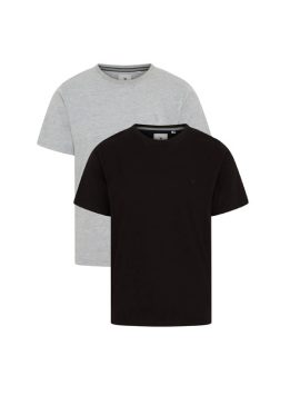 Black & Grey Marl Boys Plus Size Sturdy Fit Essential Twin Pack T Shirts <br/> 36”– 44” Chest