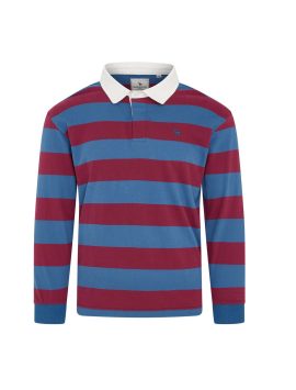 Blue/Claret Mix Boys Plus Size Sturdy Fit Lightweight Rugby Shirt <br/> 36” – 44” Chest